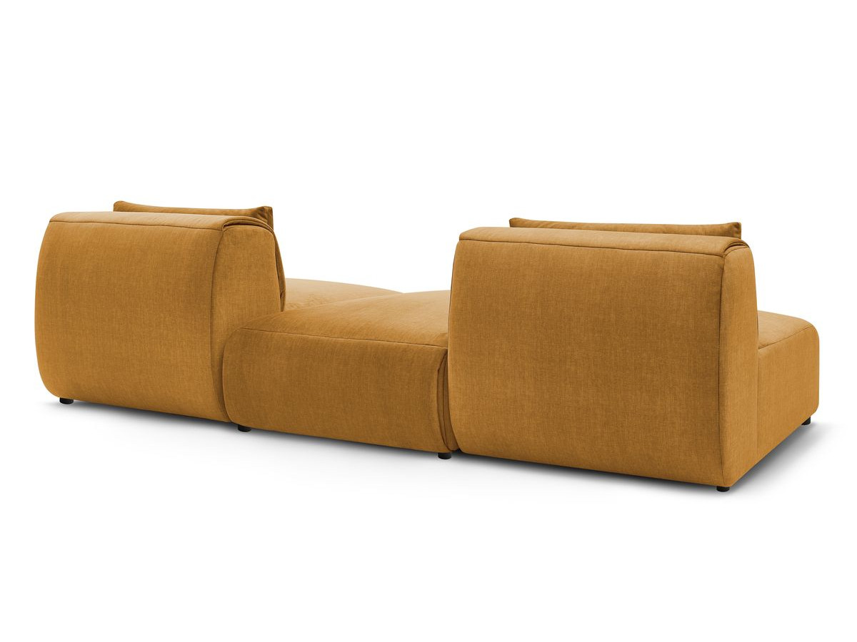 Canapé droit fixe 3 places JEANNE avec pouf tissu velours
