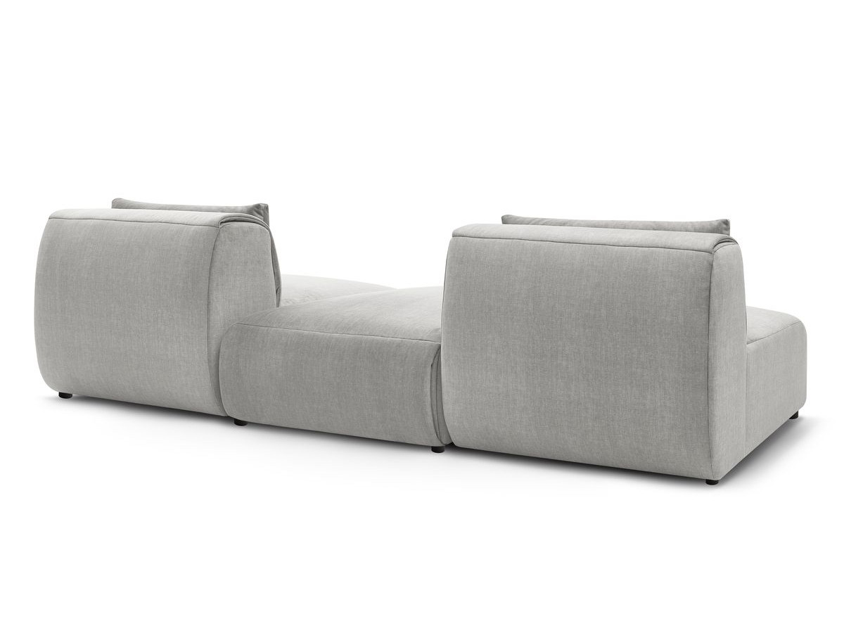 Canapé droit fixe 3 places JEANNE avec pouf tissu velours