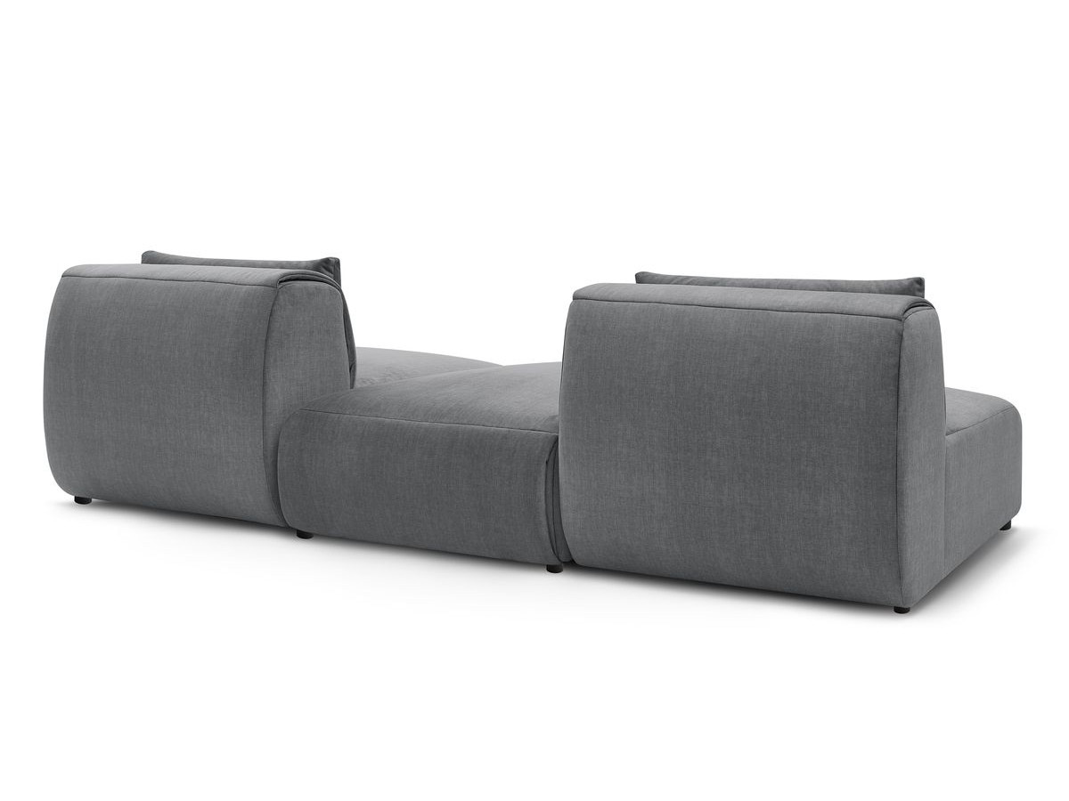 Canapé droit fixe 3 places JEANNE avec pouf tissu velours