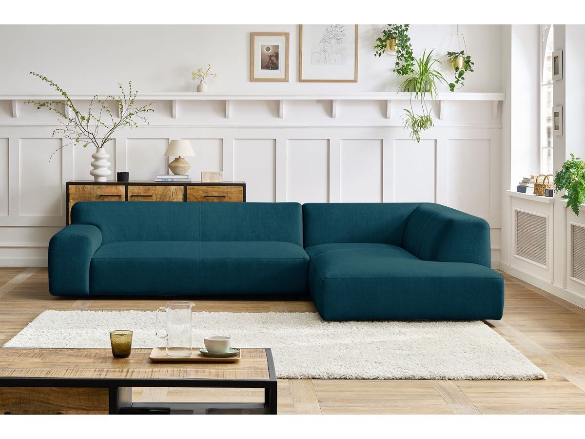 Canapé d'angle LAVENA velours bleu foncé — vue 5