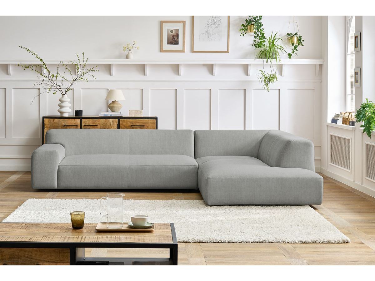 Canapé d'angle LAVENA velours gris clair — vue 5