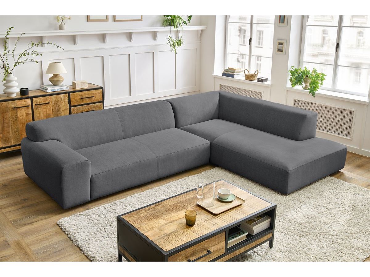 Canapé d'angle LAVENA velours gris foncé — vue 5