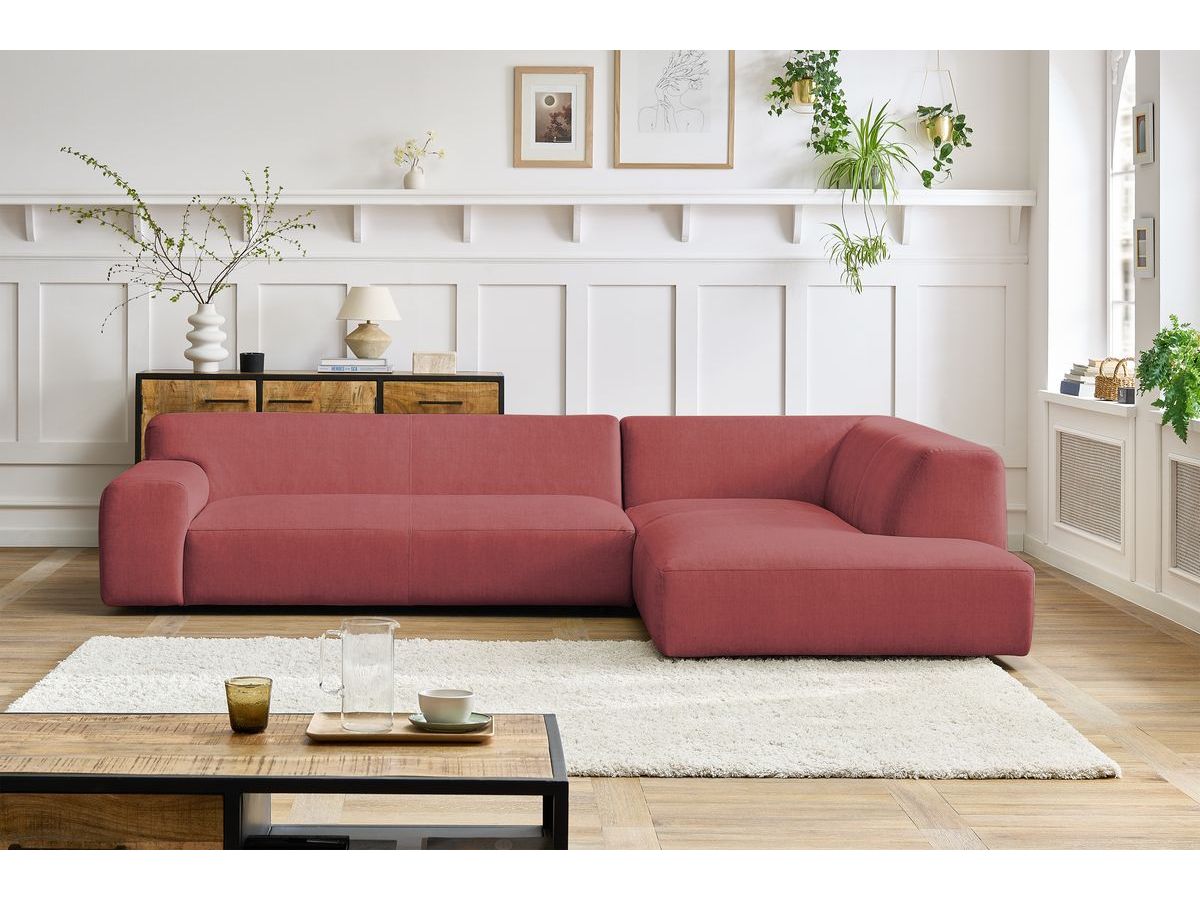 Canapé d'angle LAVENA velours orange — vue 5