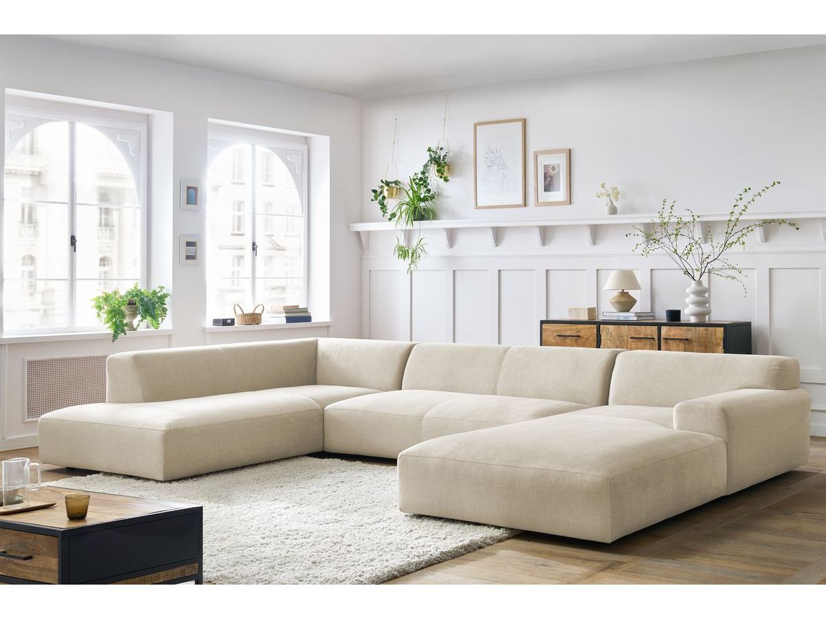 Canapé panoramique LAVENA velours beige — vue 4
