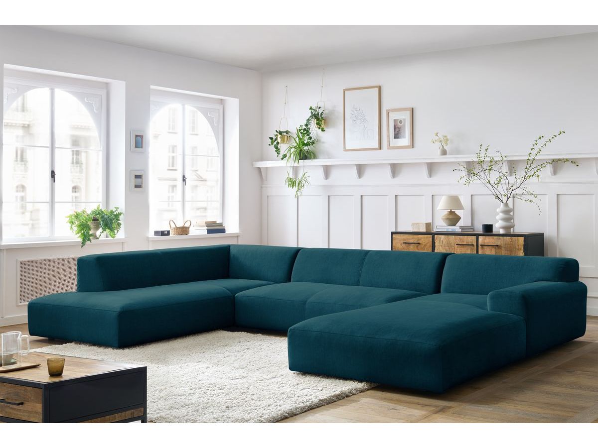 Canapé panoramique LAVENA velours bleu foncé — vue 4