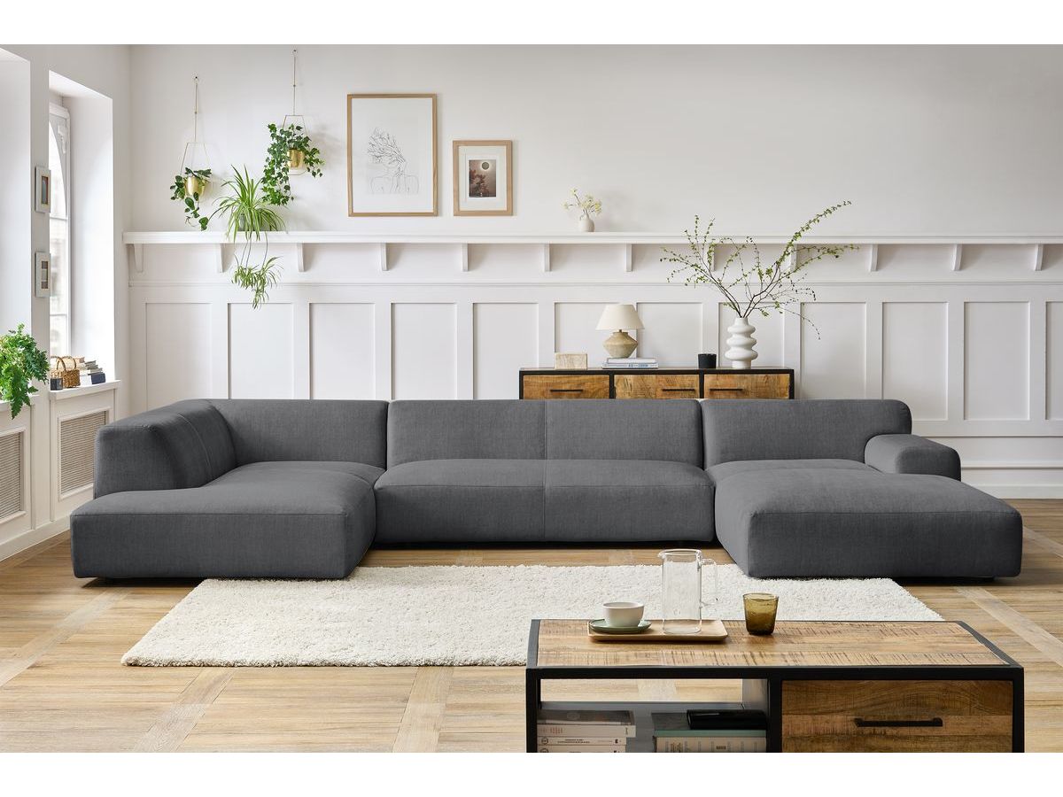 Canapé panoramique LAVENA velours gris foncé — vue 5