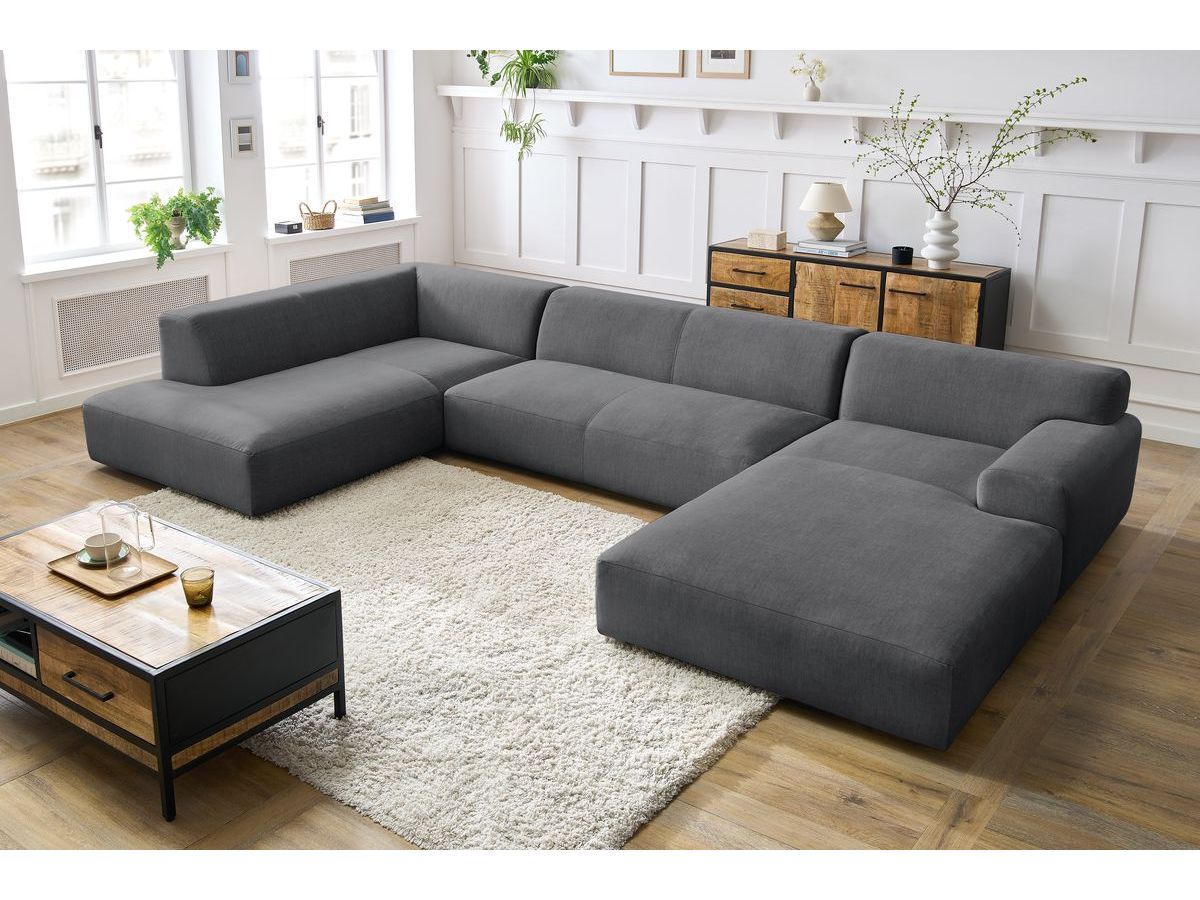 Canapé panoramique LAVENA velours gris foncé — vue 6