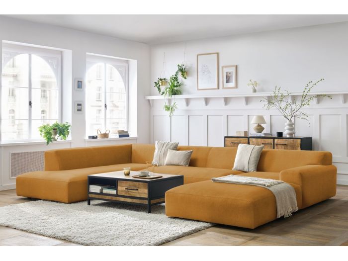 Canapé panoramique fixe LAVENA tissu velours