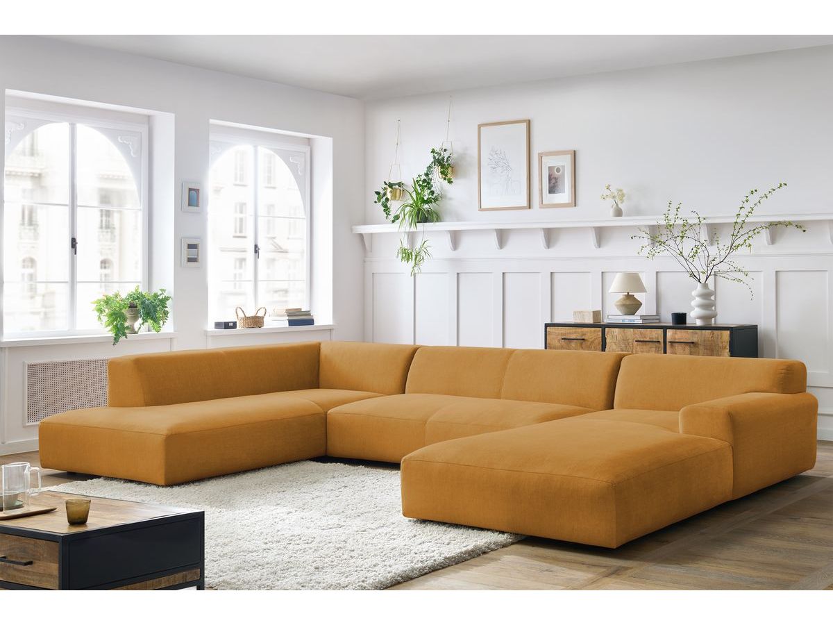 Canapé panoramique LAVENA velours jaune — vue 4