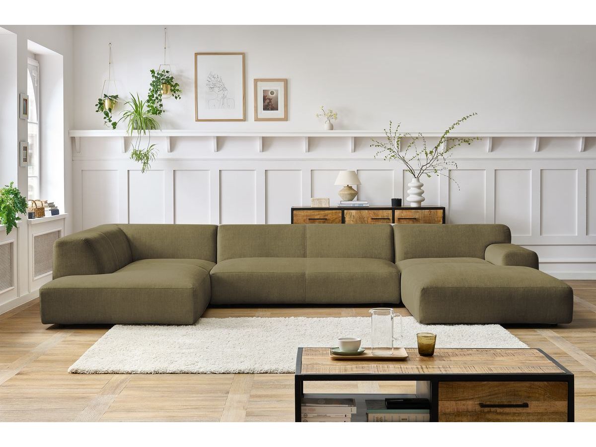 Canapé panoramique LAVENA velours vert — vue 5