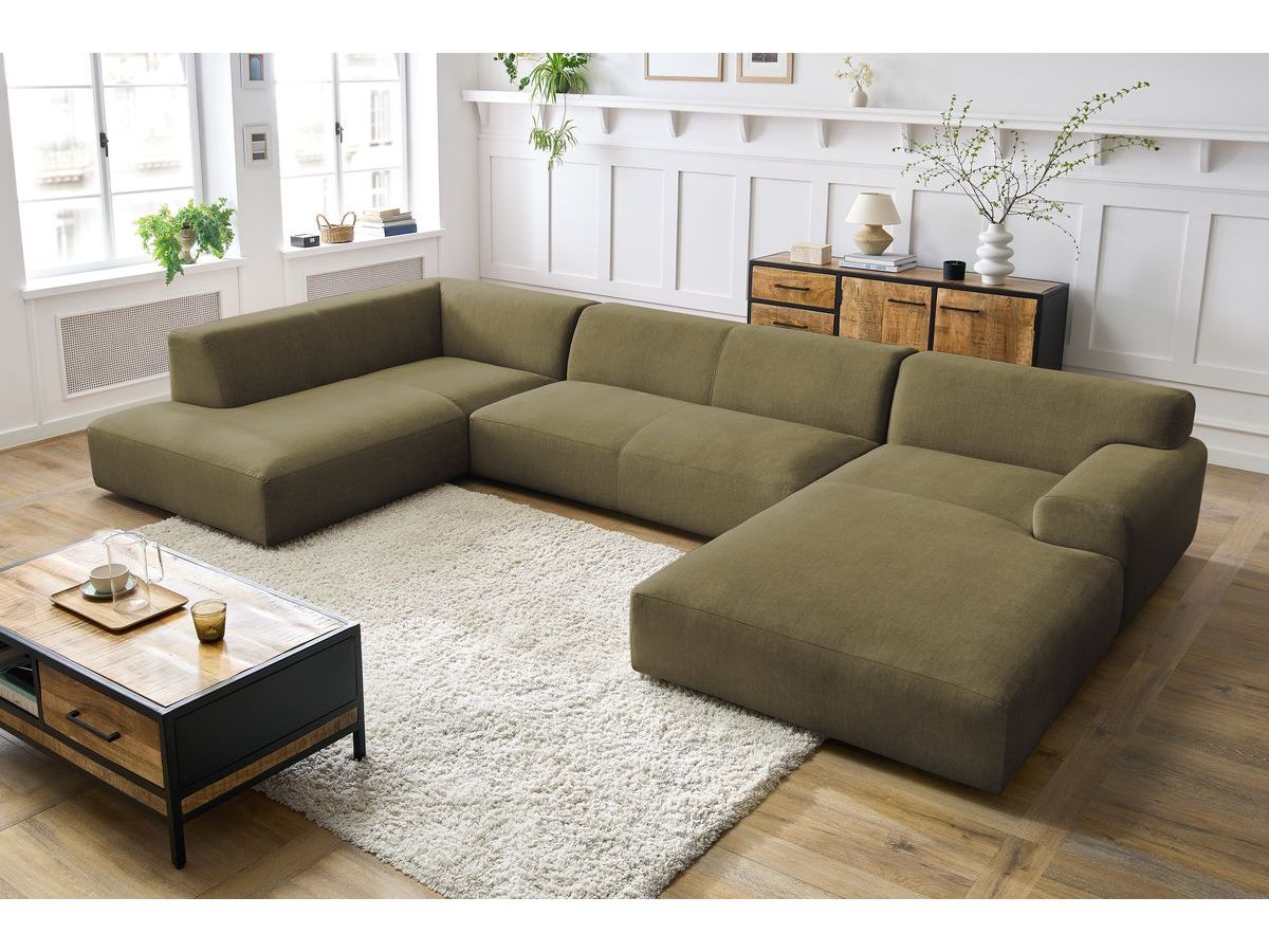 Canapé panoramique LAVENA velours vert — vue 6