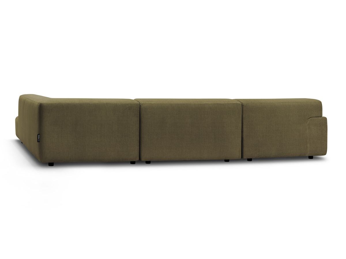Canapé d'angle fixe EVEREST tissu chiné - Orange - Angle droit - 10 coussins