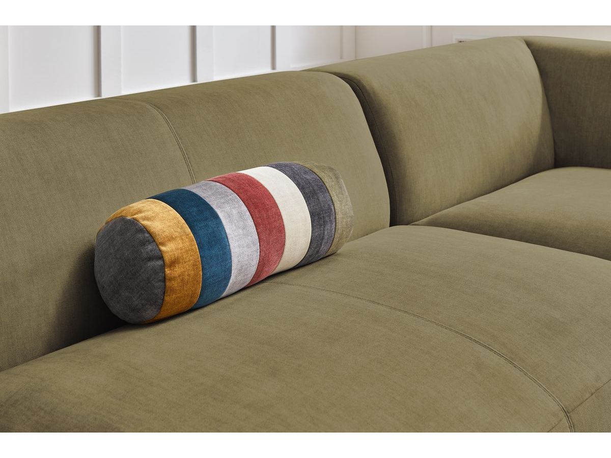 Canapé d'angle fixe EVEREST tissu chiné - Orange - Angle droit - 10 coussins