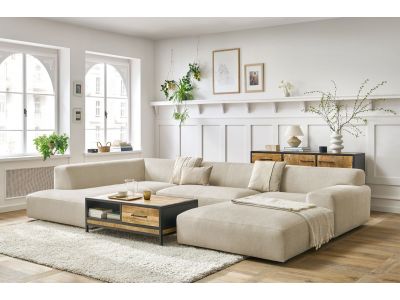 Canapé panoramique fixe compact LAVENA tissu velours