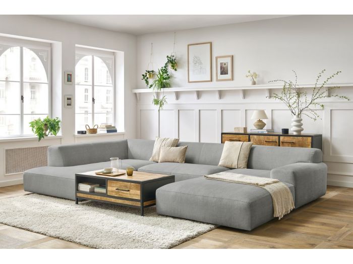 Canapé panoramique fixe compact LAVENA tissu velours