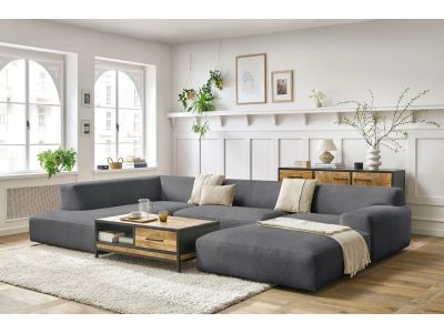 Canapé panoramique fixe compact LAVENA tissu velours