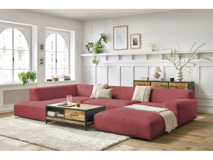 Canapé panoramique fixe compact LAVENA tissu velours