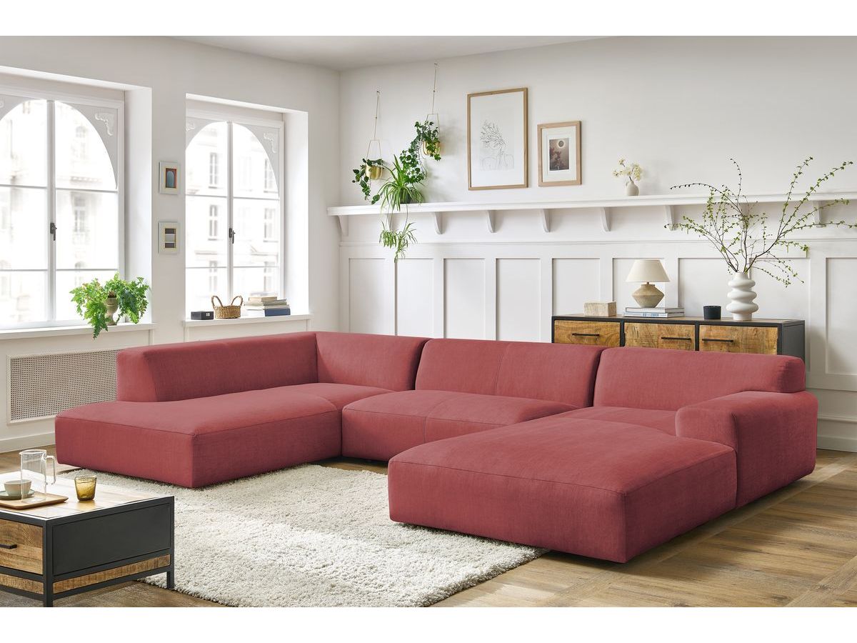 Canapé panoramique compact LAVENA velours orange — vue 5