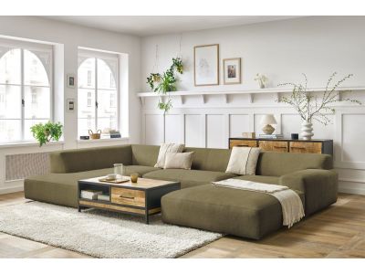 Canapé panoramique fixe compact LAVENA tissu velours