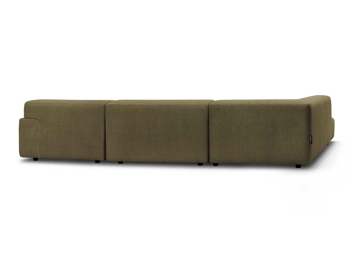 Canapé d'angle fixe EVEREST tissu chiné - Orange - Angle droit - 10 coussins