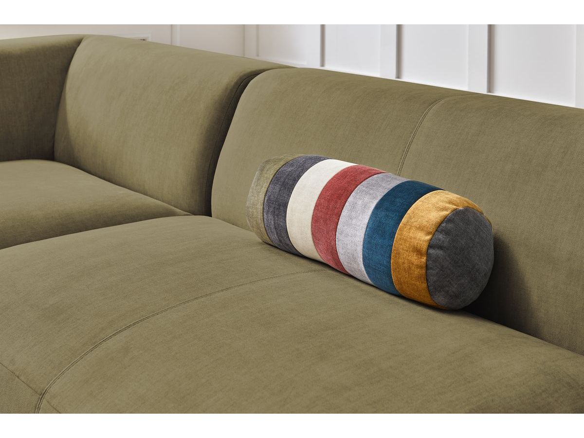 Canapé d'angle fixe EVEREST tissu chiné - Orange - Angle droit - 10 coussins