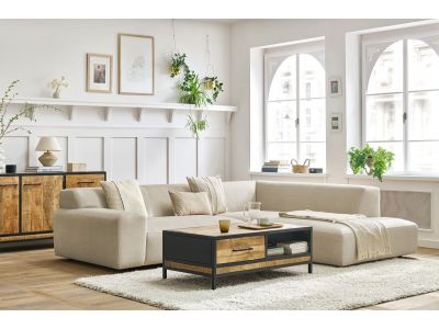 Canapé d'angle fixe compact LAVENA tissu velours