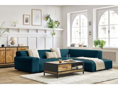 Canapé d'angle fixe compact LAVENA tissu velours