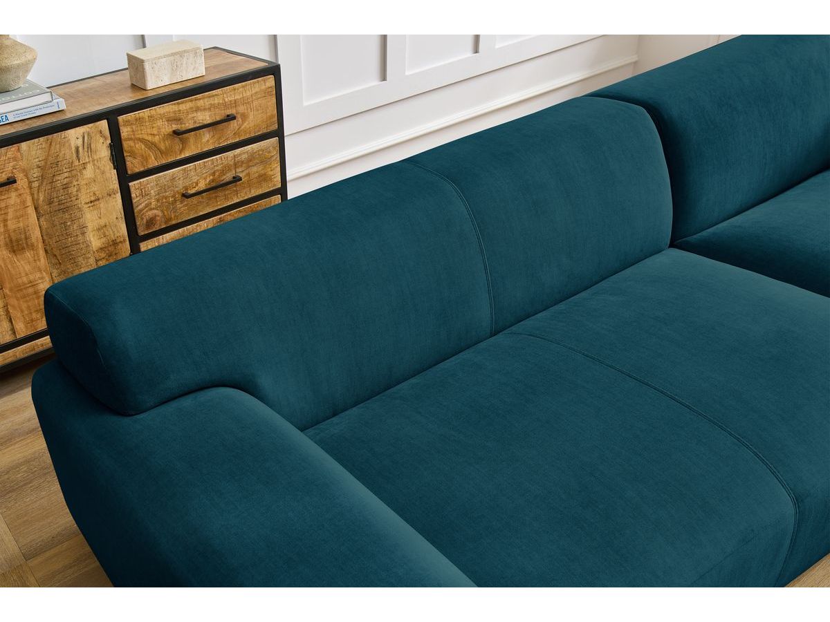 Canapé d'angle fixe compact LAVENA tissu velours