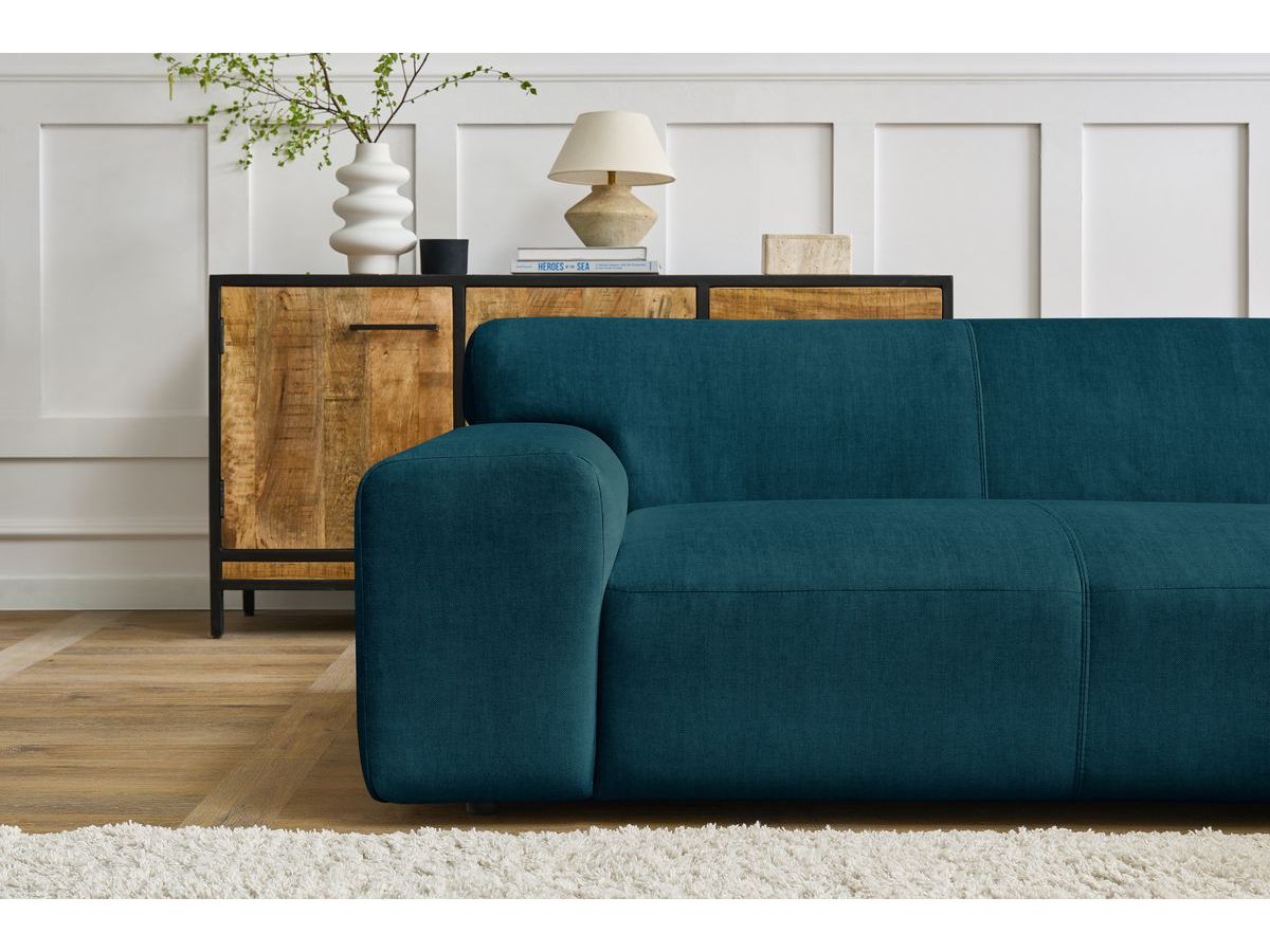 Canapé d'angle fixe compact LAVENA tissu velours