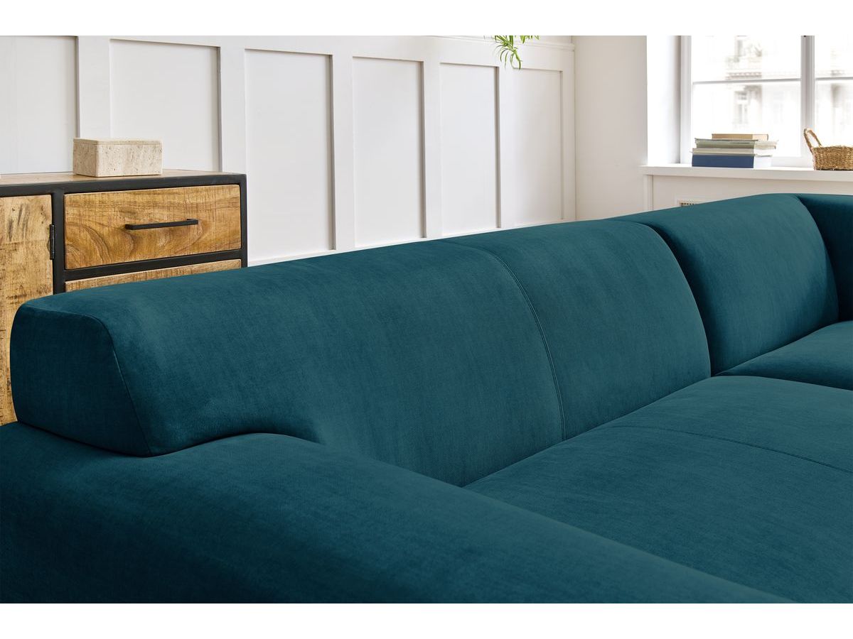Canapé d'angle fixe compact LAVENA tissu velours