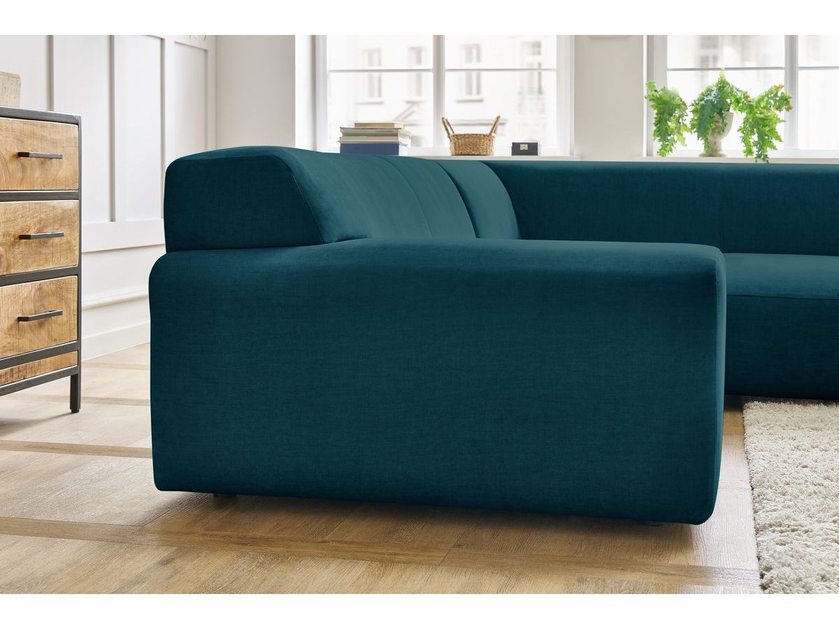 Canapé d'angle fixe compact LAVENA tissu velours