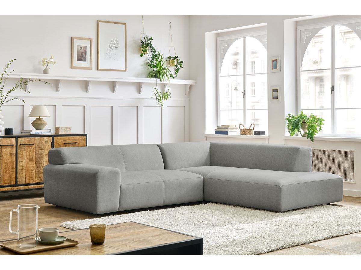 Canapé d'angle fixe compact LAVENA tissu velours