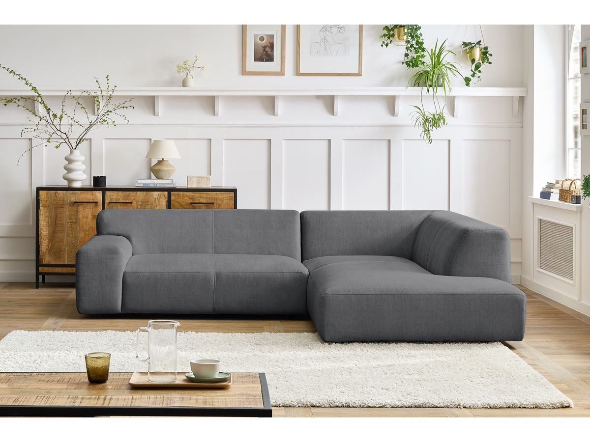 Canapé d'angle compact LAVENA velours gris foncé — vue 5