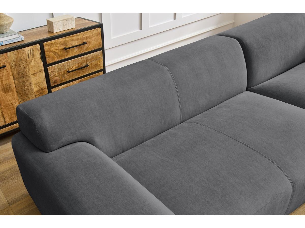 Canapé d'angle fixe compact LAVENA tissu velours