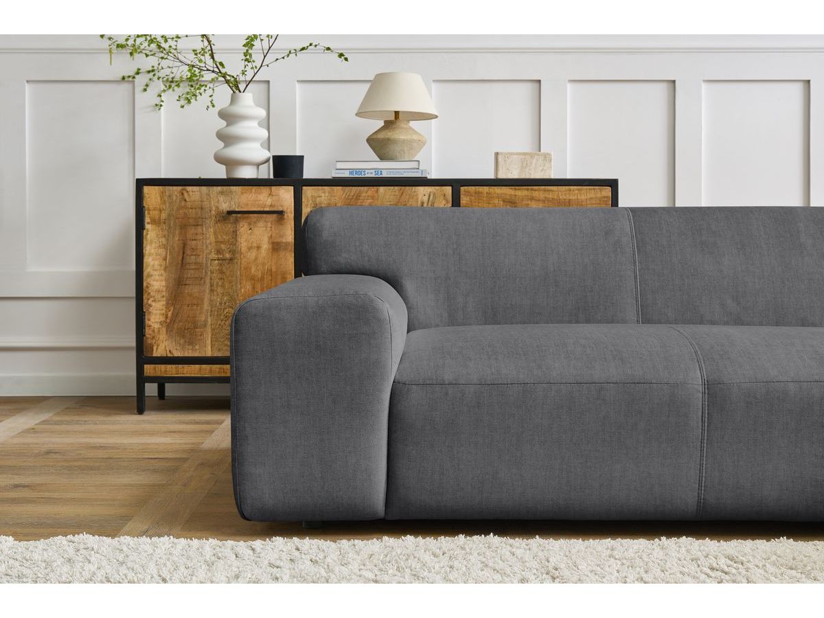 Canapé d'angle fixe compact LAVENA tissu velours