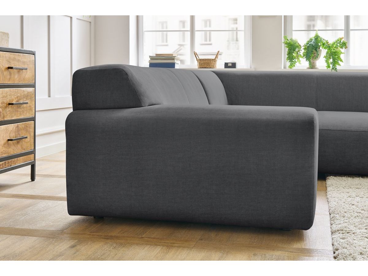 Canapé d'angle fixe compact LAVENA tissu velours
