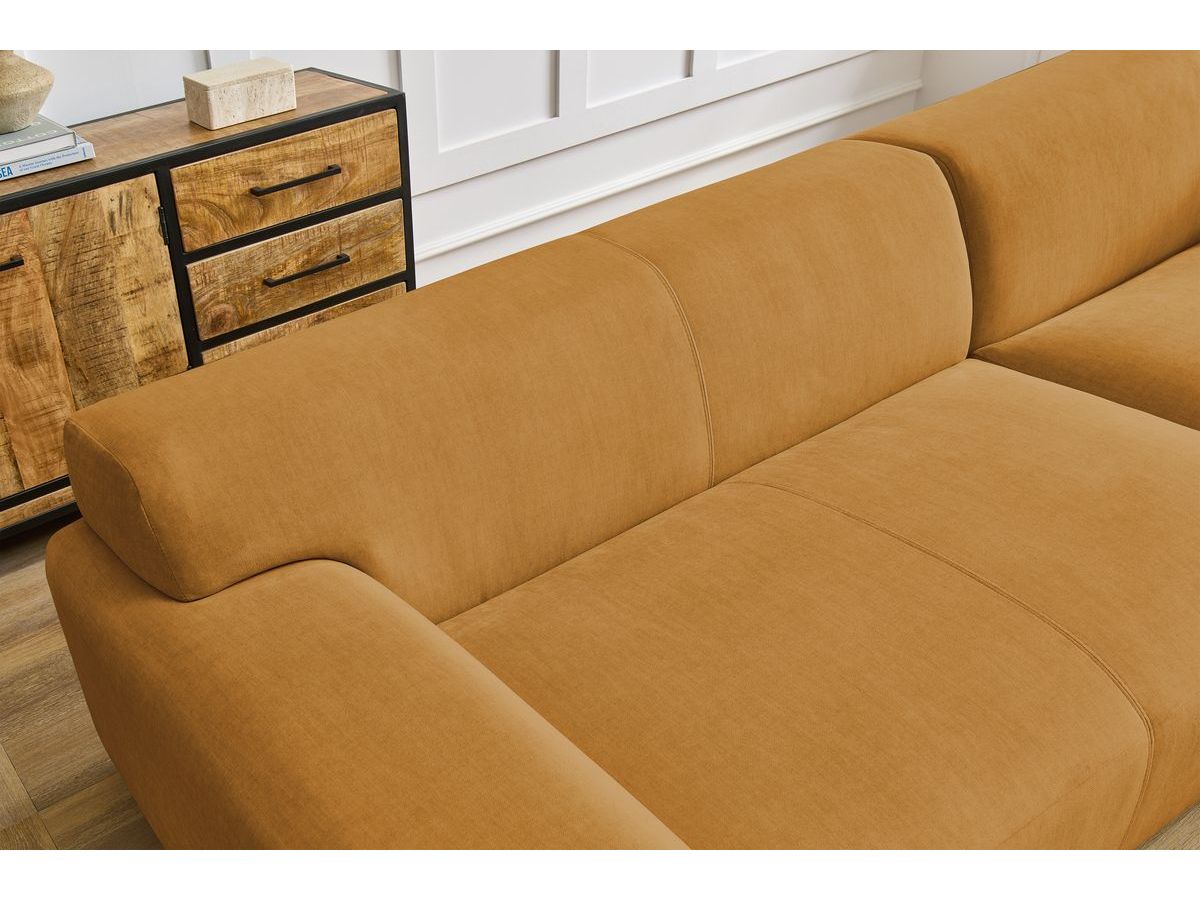 Canapé d'angle fixe compact LAVENA tissu velours