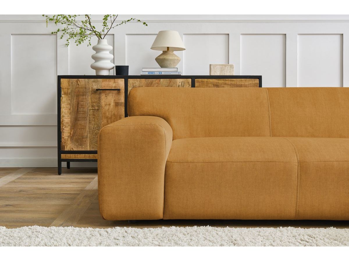 Canapé d'angle fixe compact LAVENA tissu velours