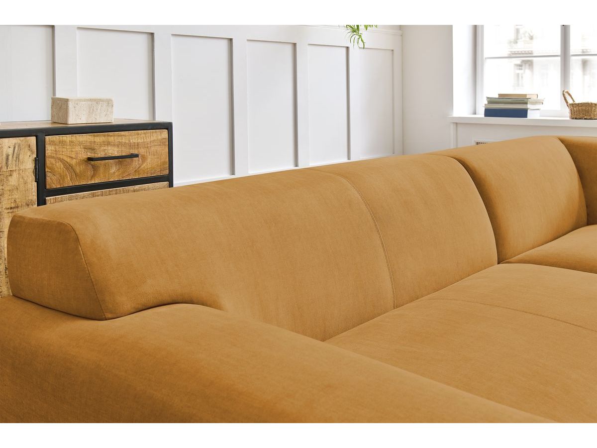 Canapé d'angle fixe compact LAVENA tissu velours