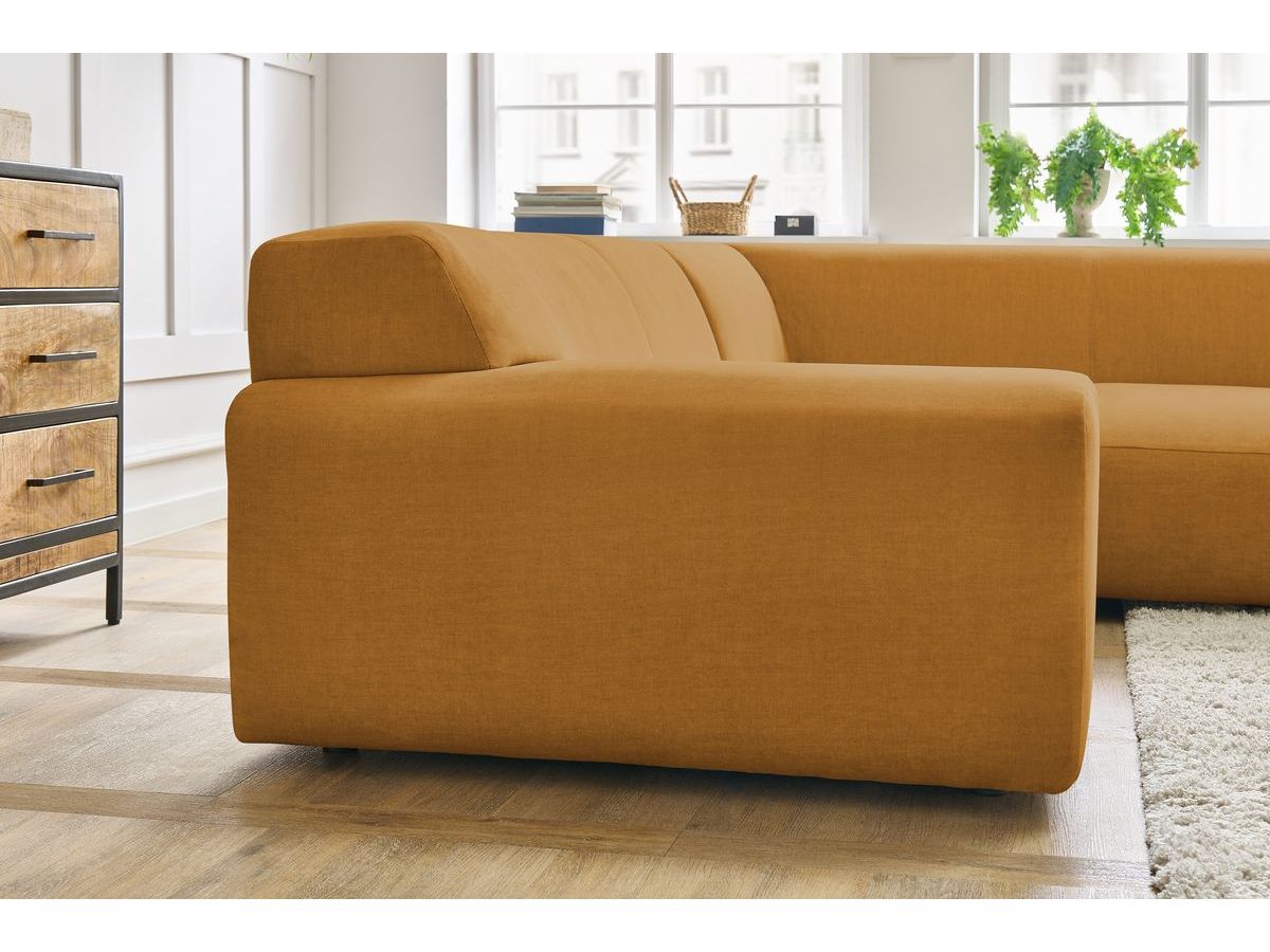 Canapé d'angle fixe compact LAVENA tissu velours