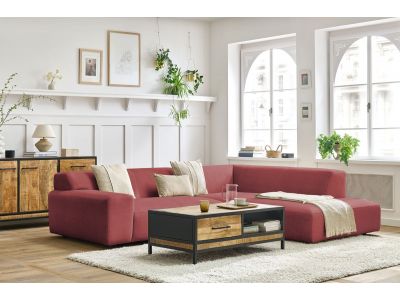 Canapé d'angle fixe compact LAVENA tissu velours
