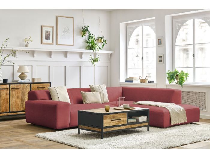 Canapé d'angle fixe compact LAVENA tissu velours