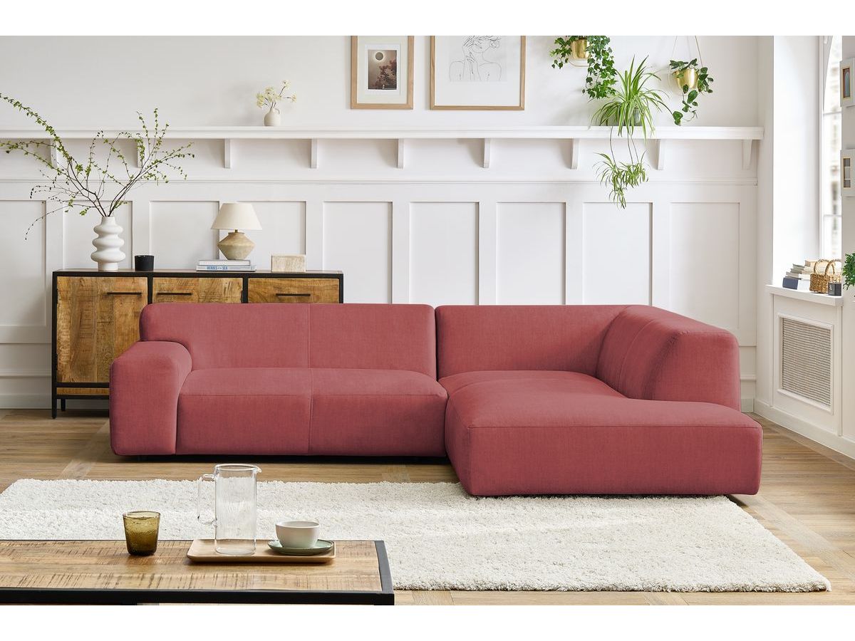 Canapé d'angle compact LAVENA velours orange — vue 5