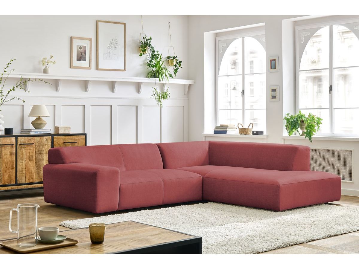 Canapé d'angle fixe compact LAVENA tissu velours