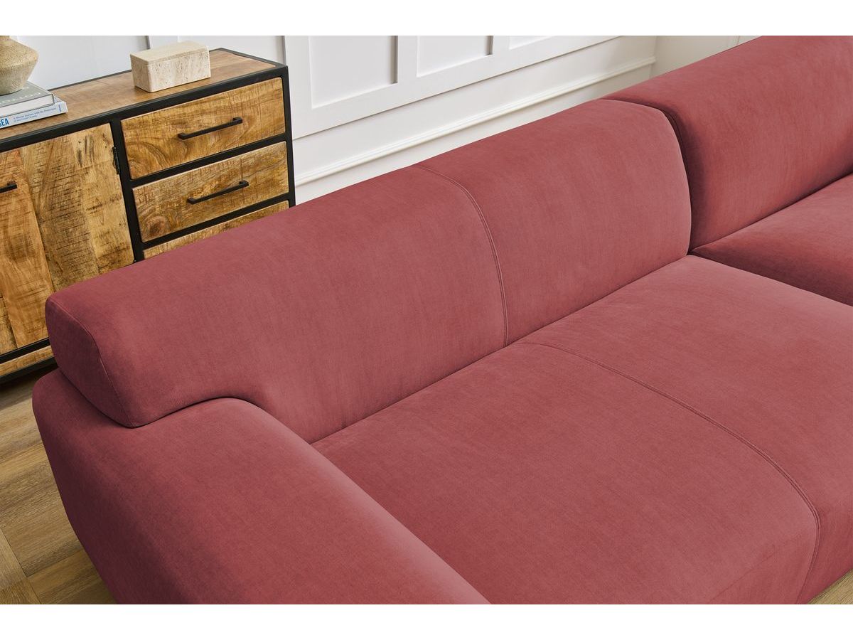 Canapé d'angle fixe compact LAVENA tissu velours