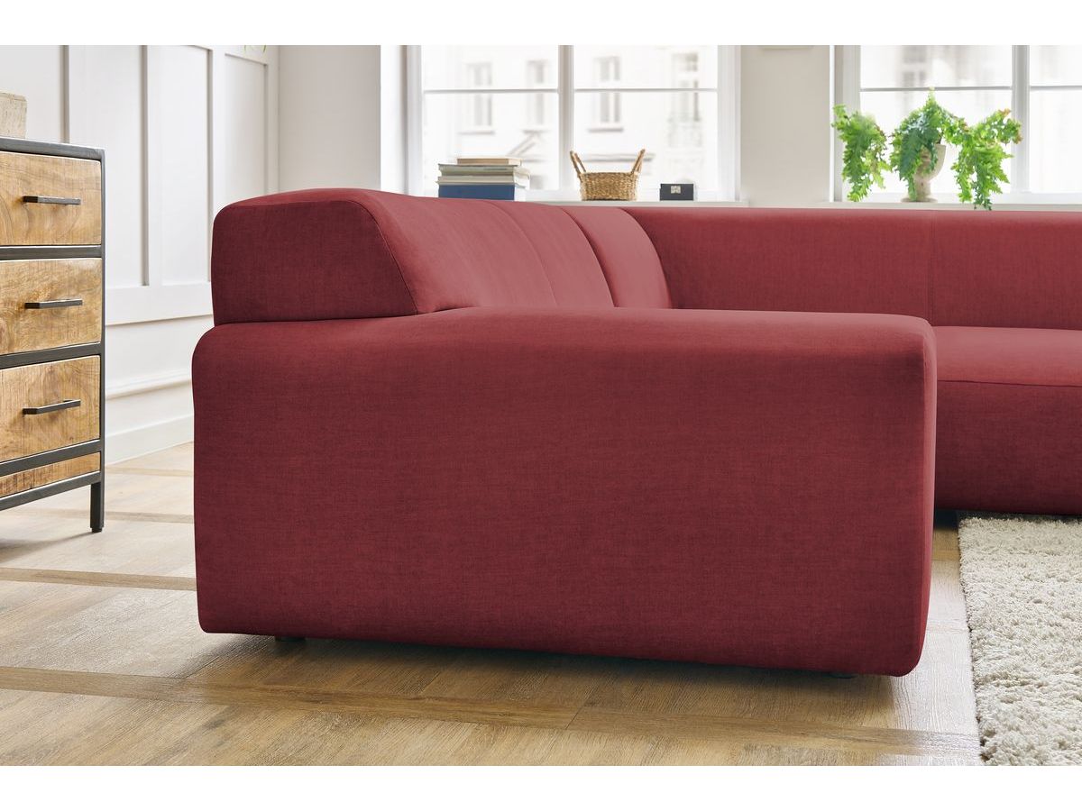 Canapé d'angle fixe compact LAVENA tissu velours
