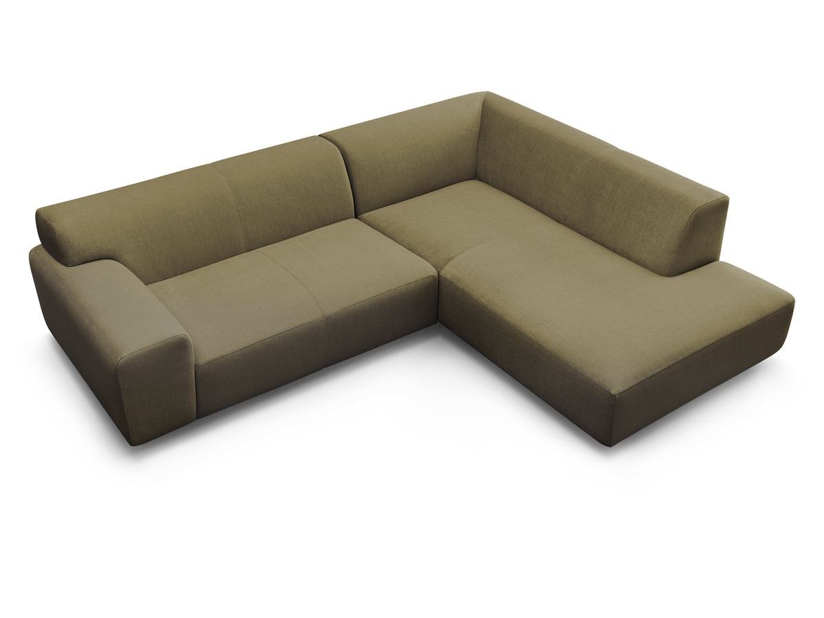Canapé d'angle fixe EVEREST tissu chiné - Orange - Angle droit - 10 coussins