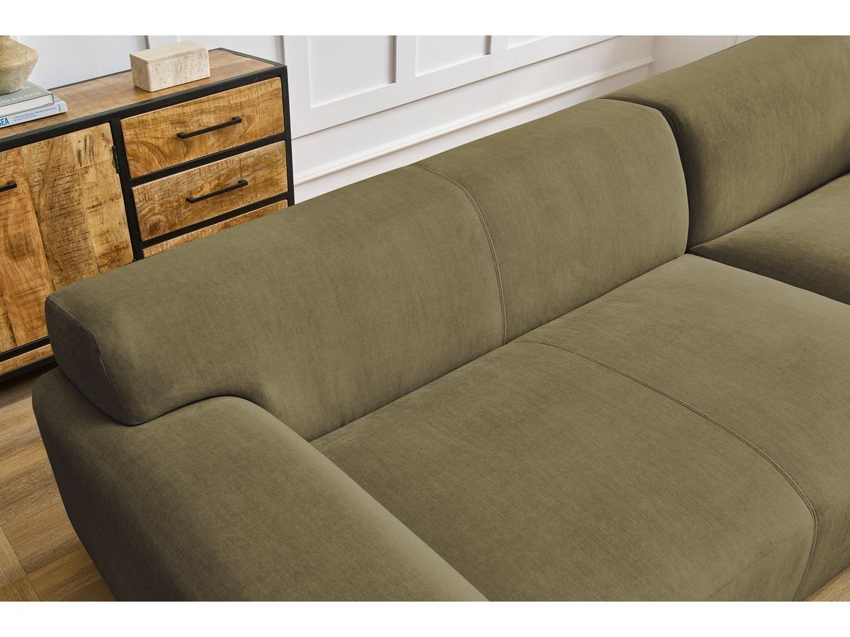 Canapé d'angle fixe EVEREST tissu chiné - Orange - Angle droit - 10 coussins