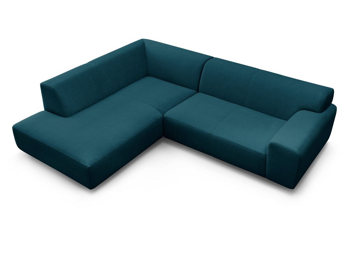 Canapé d'angle fixe EVEREST tissu chiné - Orange - Angle droit - 10 coussins