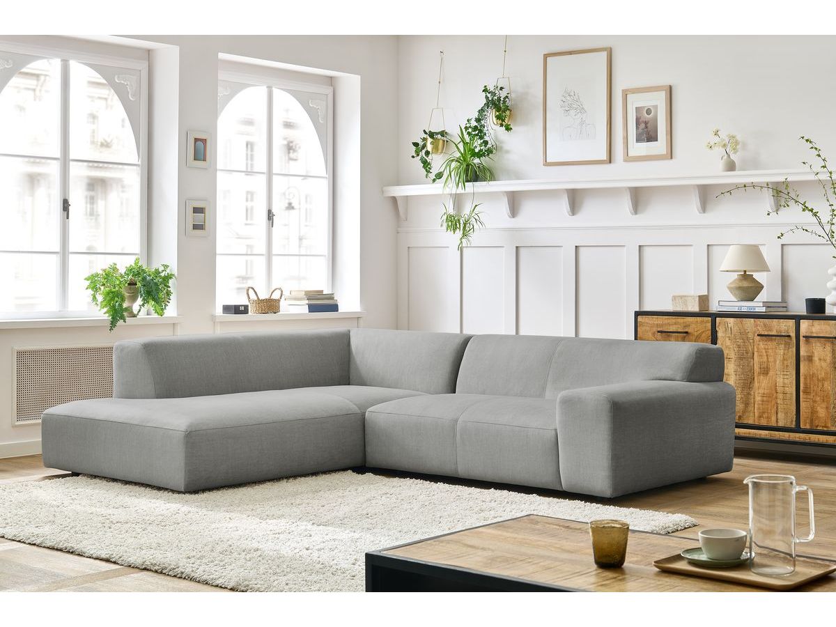 Canapé d'angle fixe compact LAVENA tissu velours